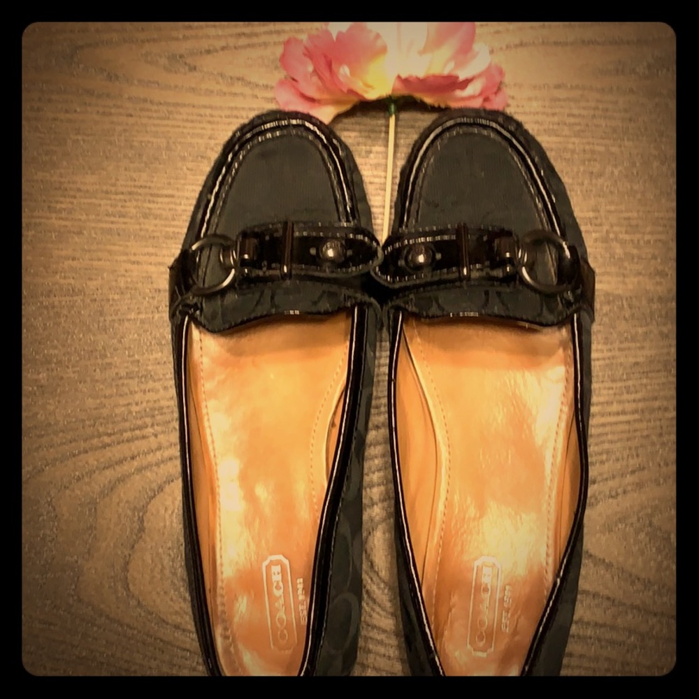 Coach black signature flats shoes